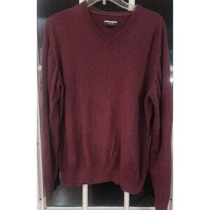 Johnston Murphy V neck pull over burgundy Sweater Pima cotton preppy academia L